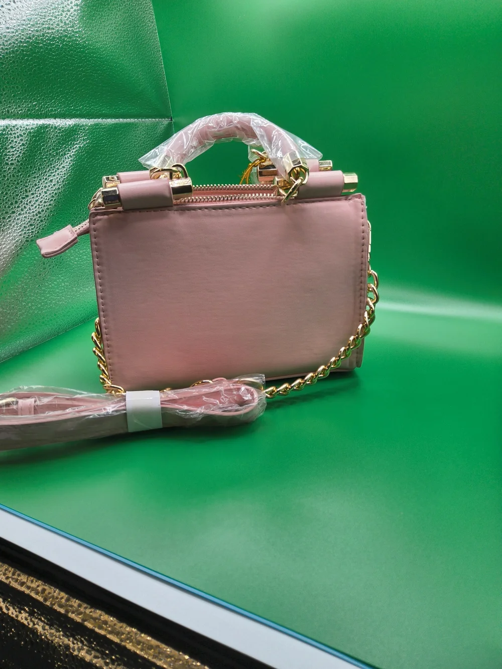 NWT bebe Blush Pink Textured Top-Handle Satchel with Gold Hardware